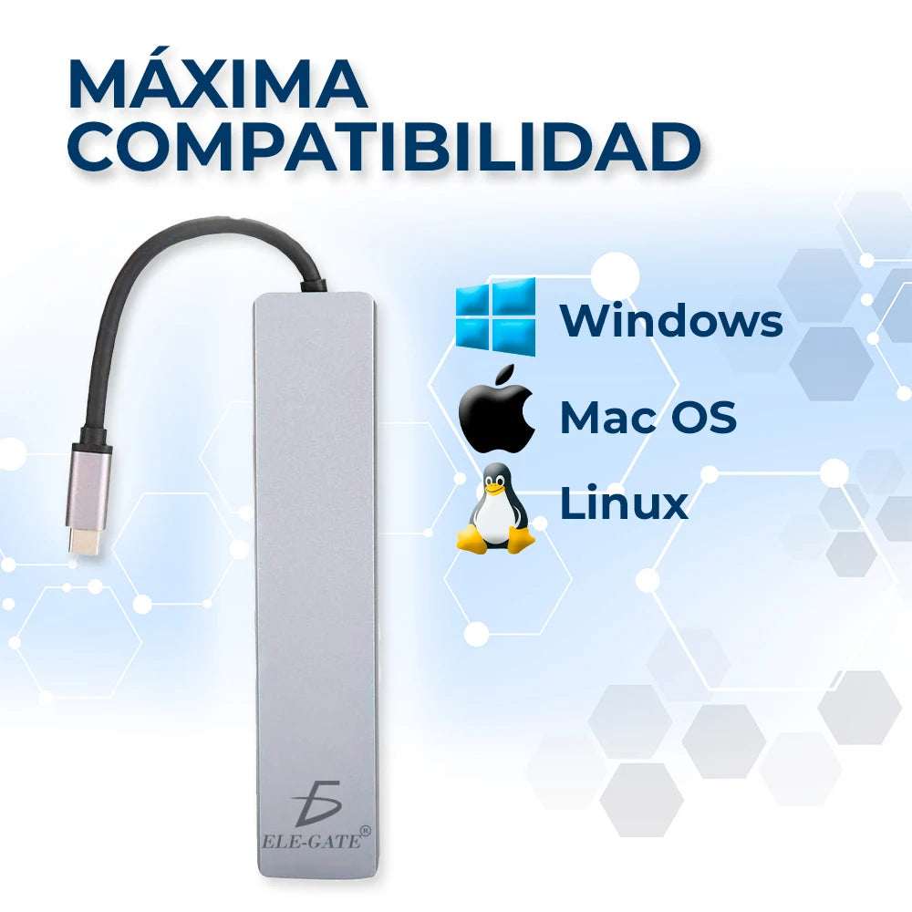 ELE-GATE WI.180 USB 3.0 High-Speed Hub with 8 Ports Type-C Output Dual Monitor Function Data Transfer Aluminum Alloy in Stock