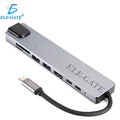 ELE-GATE WI.180 USB 3.0 High-Speed Hub with 8 Ports Type-C Output Dual Monitor Function Data Transfer Aluminum Alloy in Stock