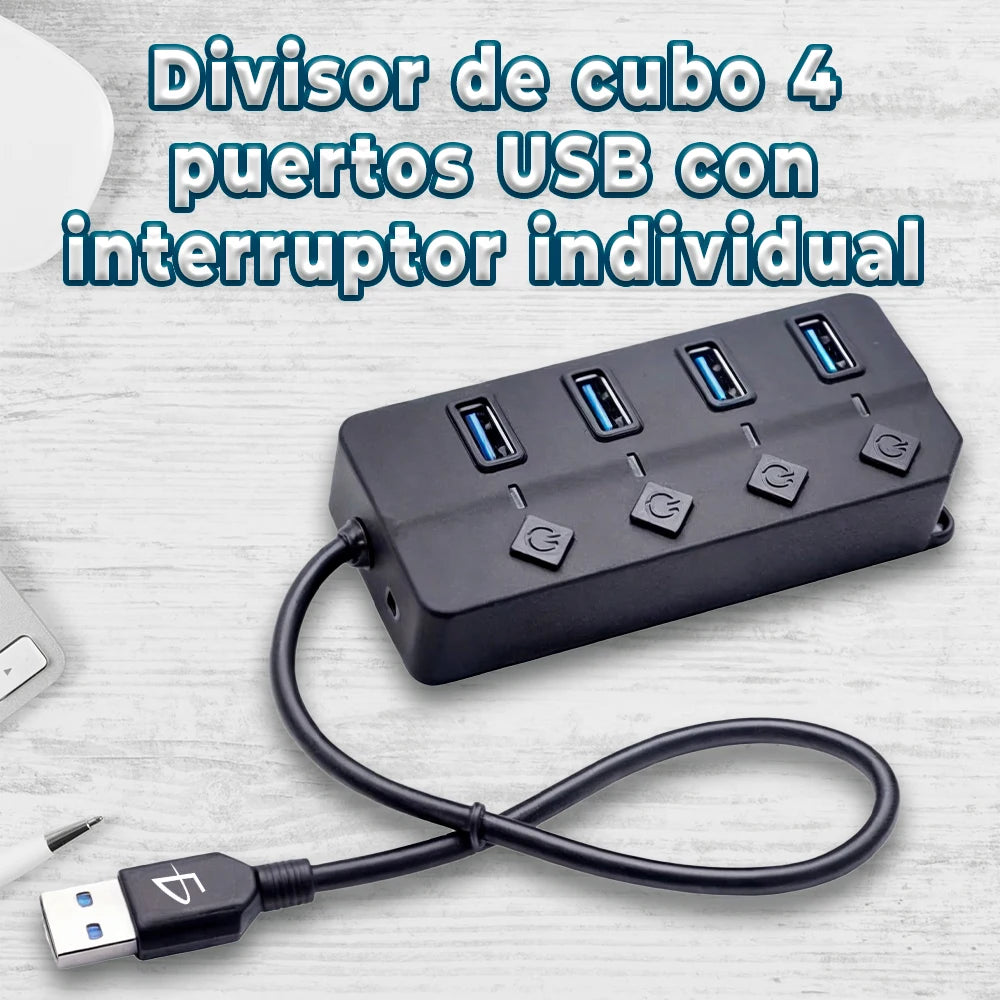 ELE-GATE 4-Port USB 3.0 Hub LED Indicator Independent Control