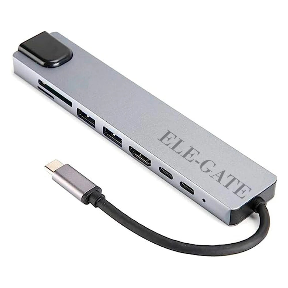 ELE-GATE WI.180 USB 3.0 High-Speed Hub with 8 Ports Type-C Output Dual Monitor Function Data Transfer Aluminum Alloy in Stock