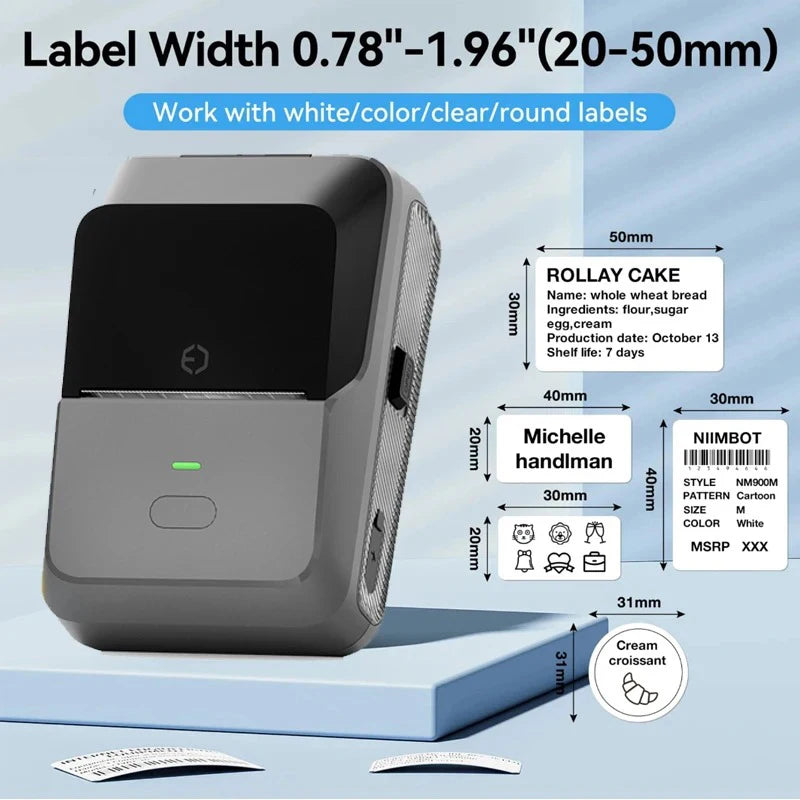 Portable 20-50mm Factory Wholesale Cheap Thermal Label Printer for Printing Barcode Qr Code Jewelry Sticker Home Office Use