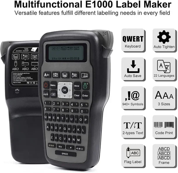 Phomemo E1000 Pro Wire Keyboard Label Printer Maker Handheld Printer