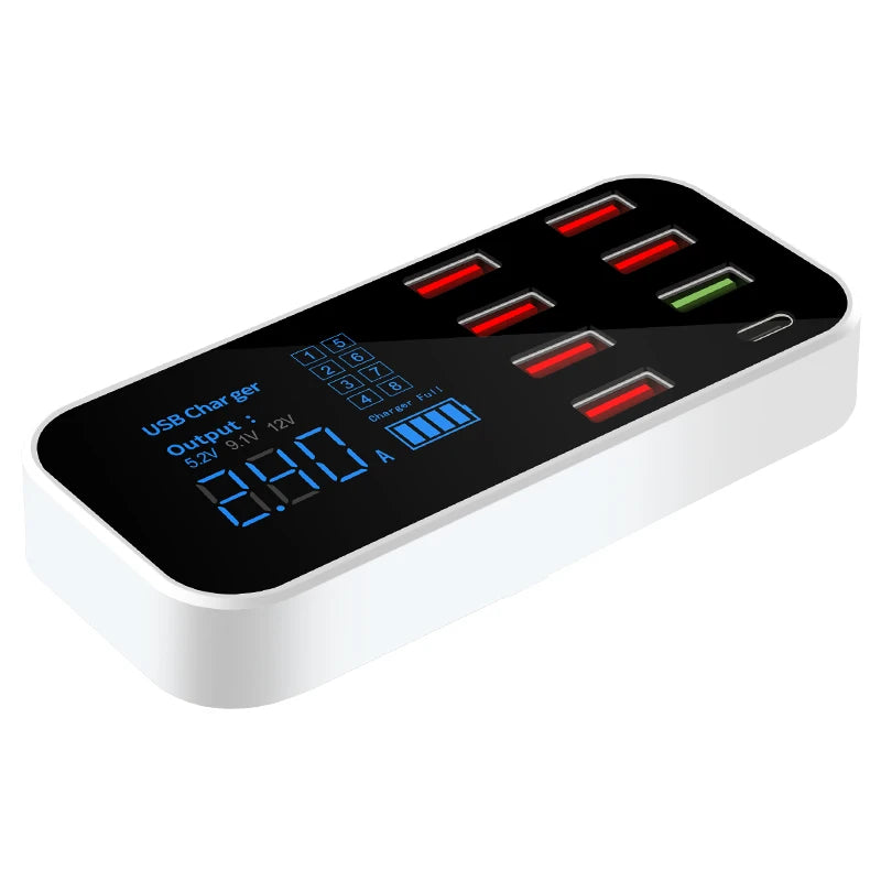 Unique Design 7-Port Type-C QC3.0 40W Fast Charging Electric Car Charger with USB Ports