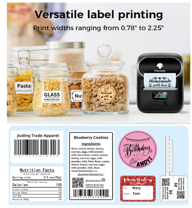 Phomemo Barcode Printer M110 Label Maker Machine Wireless Thermal Label Printer