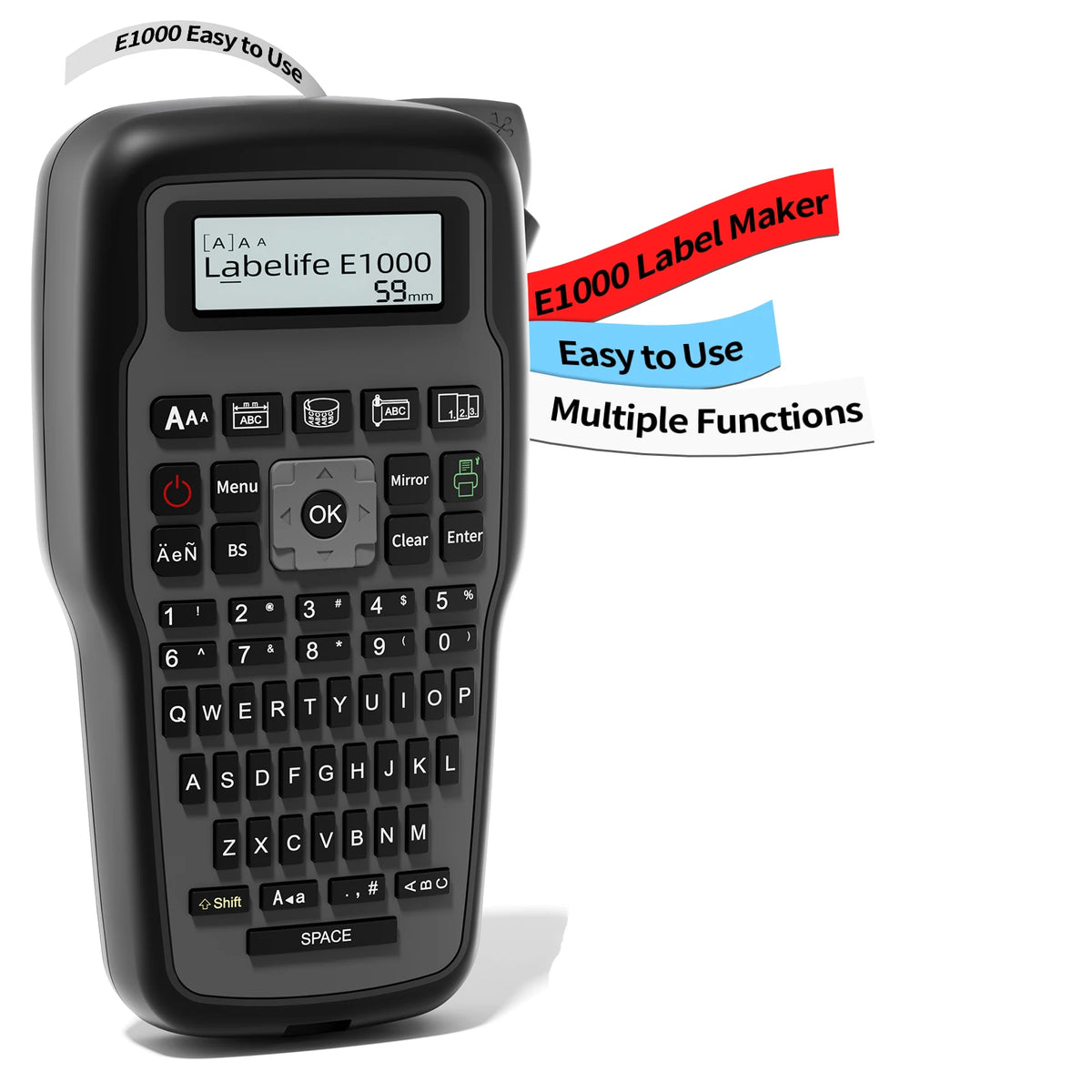 Phomemo E1000 Pro Wire Keyboard Label Printer Maker Handheld Printer