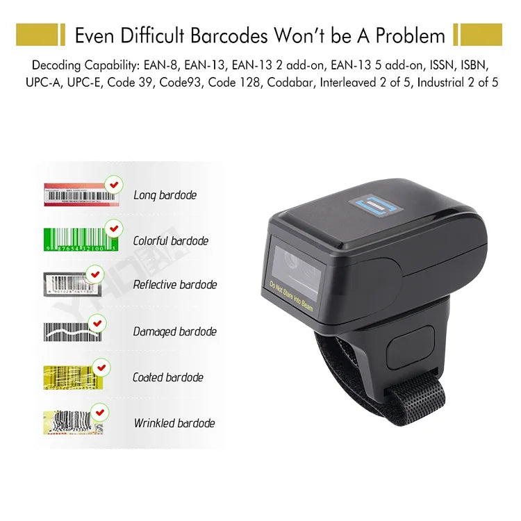 YHDAA Mini Portable Wearable Barcode Reader