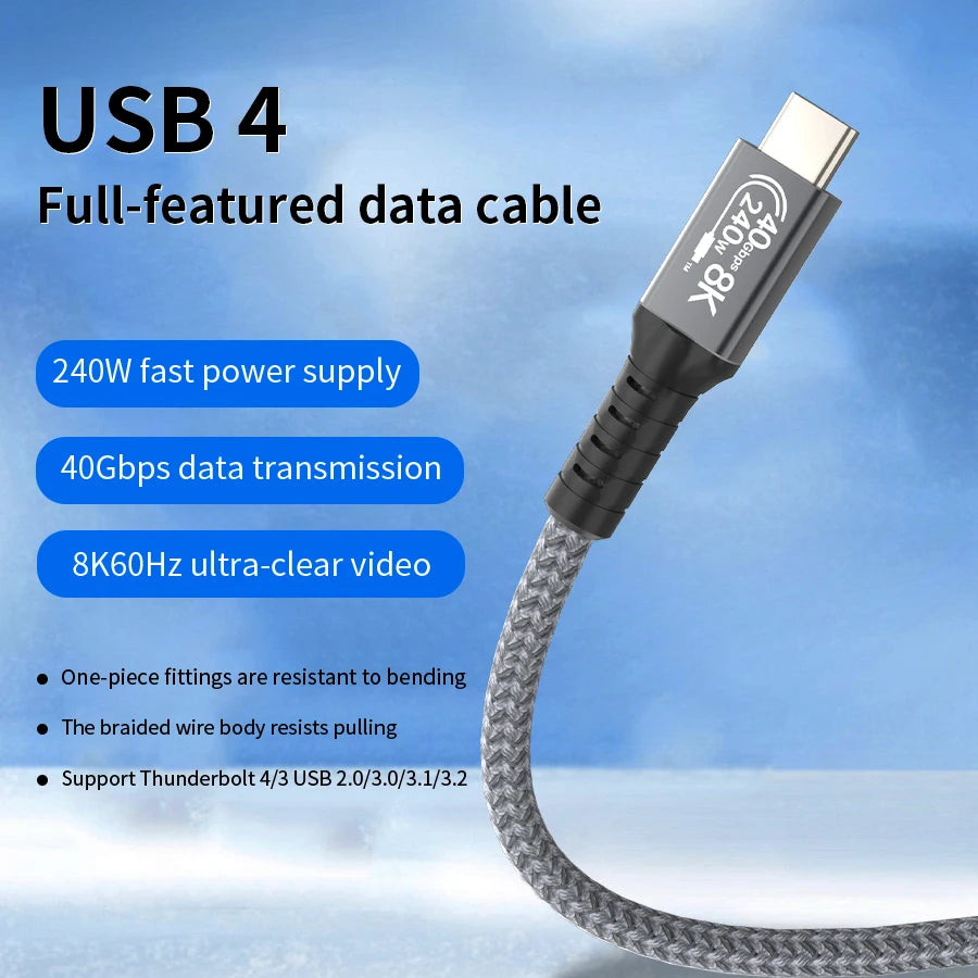 USB4.0 40Gbps 8K 60Hz PD240W Type-C Cable