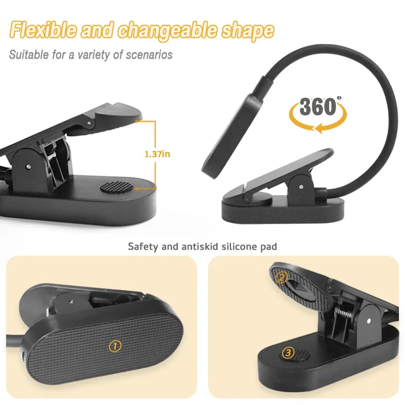 9 LED Clip-On Reading Lamp with 3 Brightness Levels