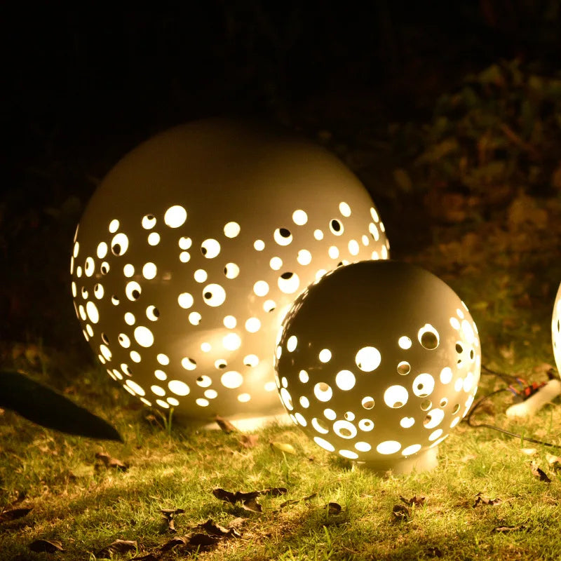 Hollowed Out Ball Sculpture Garden Large LED Circular Hollowed Out Lights