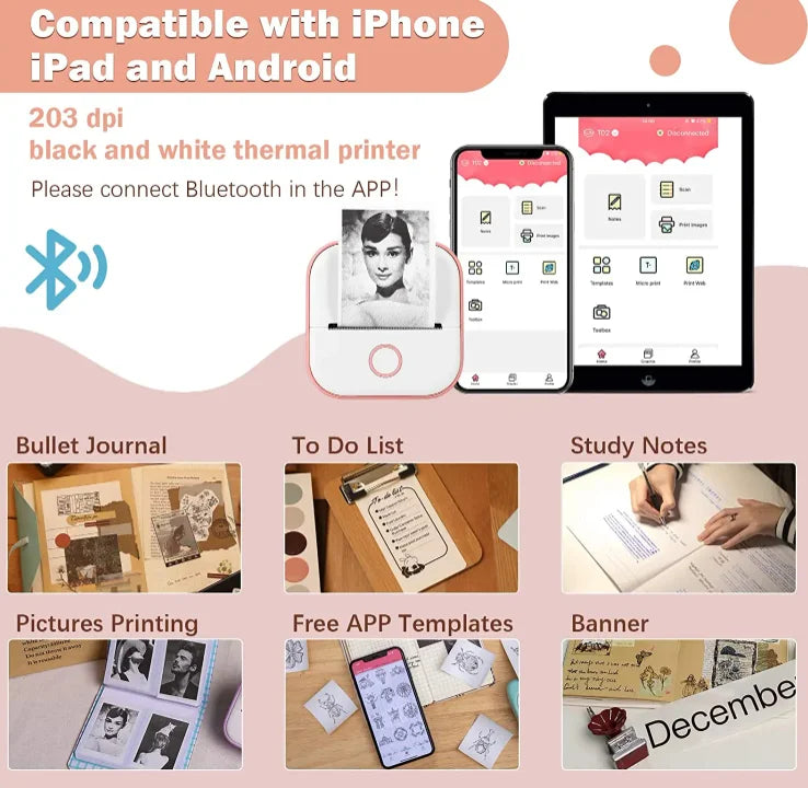 Phomemo T02 Pocket Printer Portable Thermal Printer Mini