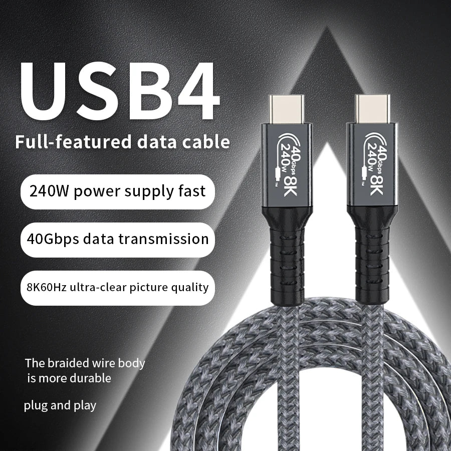 USB4.0 40Gbps 8K 60Hz PD240W Type-C Cable