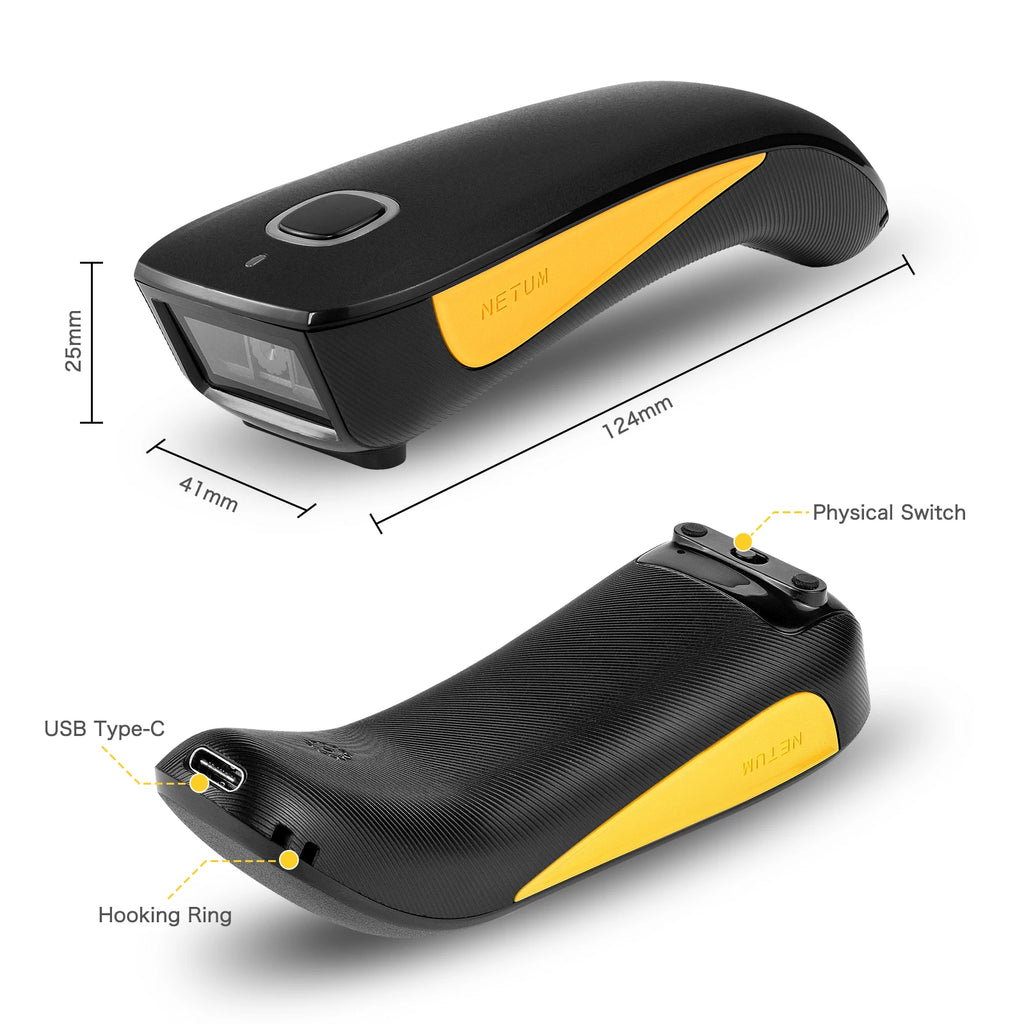NETUM 3-in-1 Blue Tooth & USB Wired & 2.4G Bar Code Reader