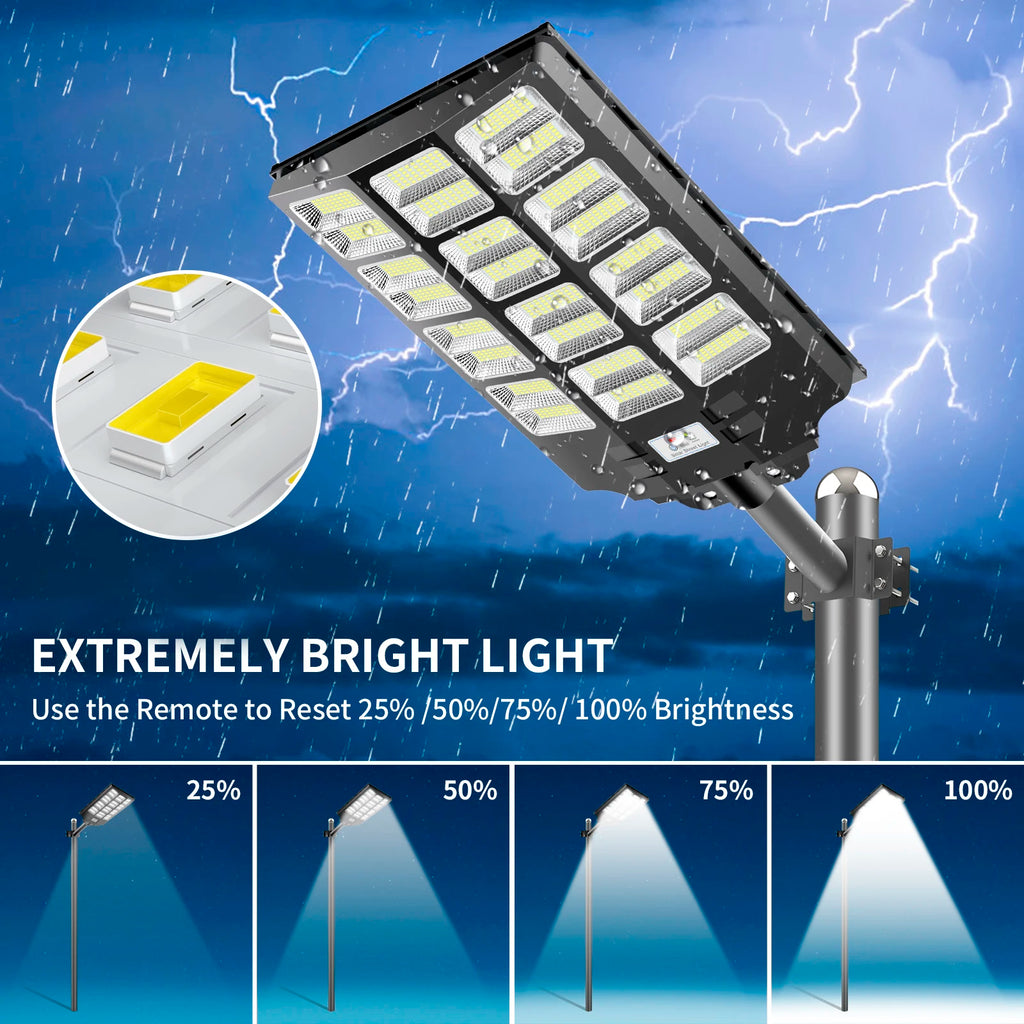 Solar Street Light Outdoor High Output LED Large Battery 20000mAh Capacity