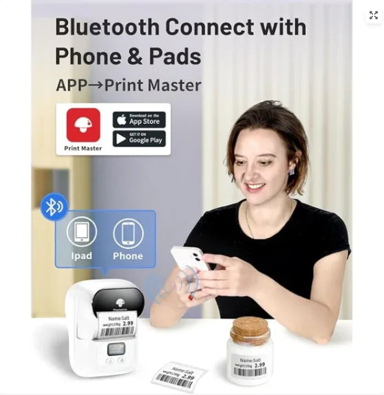 Phomemo Barcode Printer M110 Label Maker Machine Wireless Thermal Label Printer