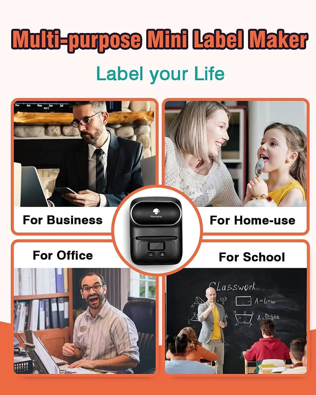 Barcode Printer Machine Phomemo M110 Thermal Label Address Sticker Printer