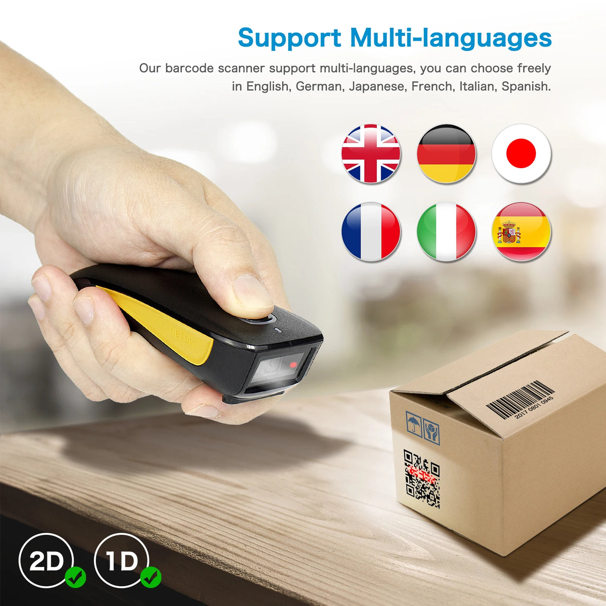 NETUM 3-in-1 Blue Tooth & USB Wired & 2.4G Bar Code Reader