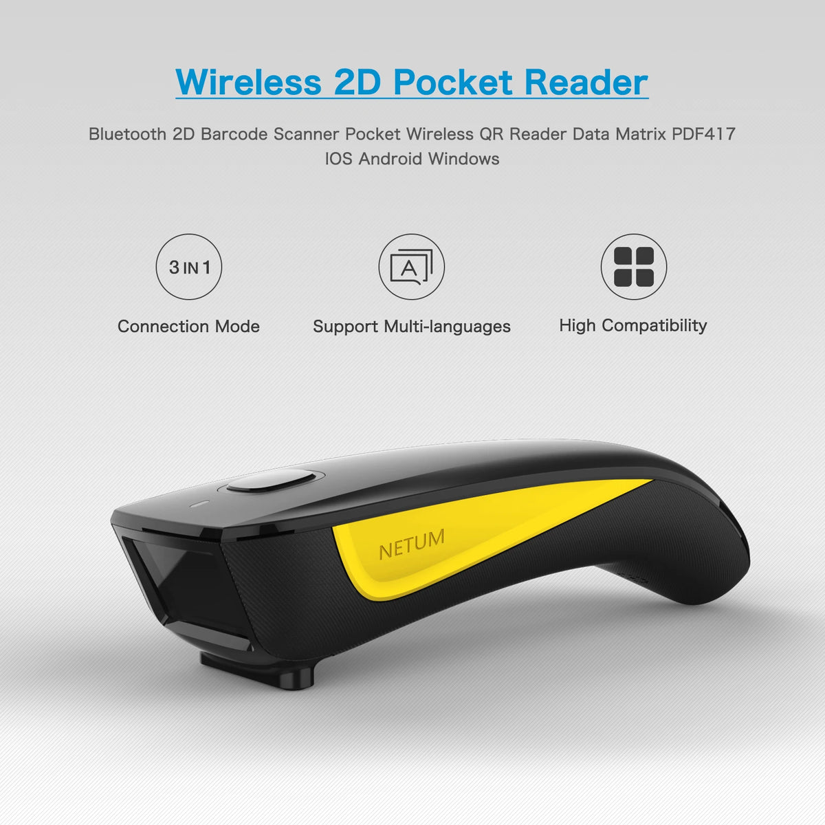NETUM 3-in-1 Blue Tooth & USB Wired & 2.4G Bar Code Reader